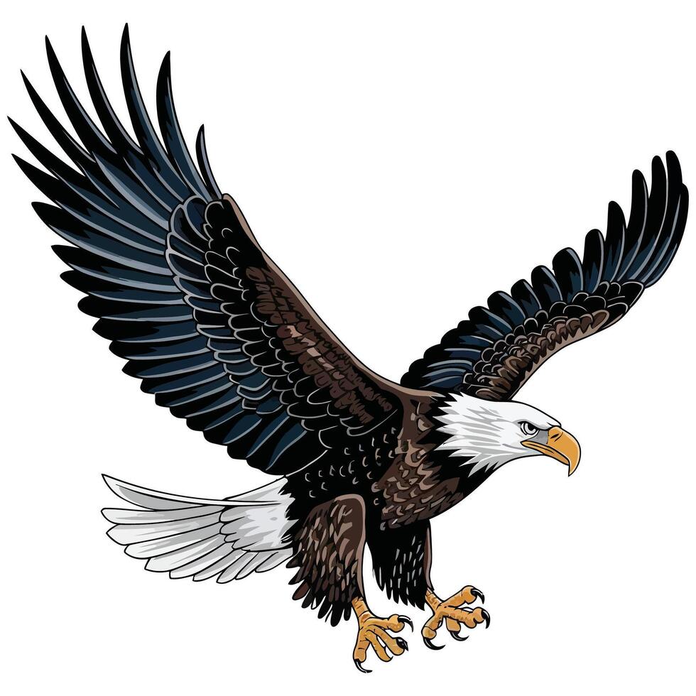 An eagle flying with its wings spread out vector