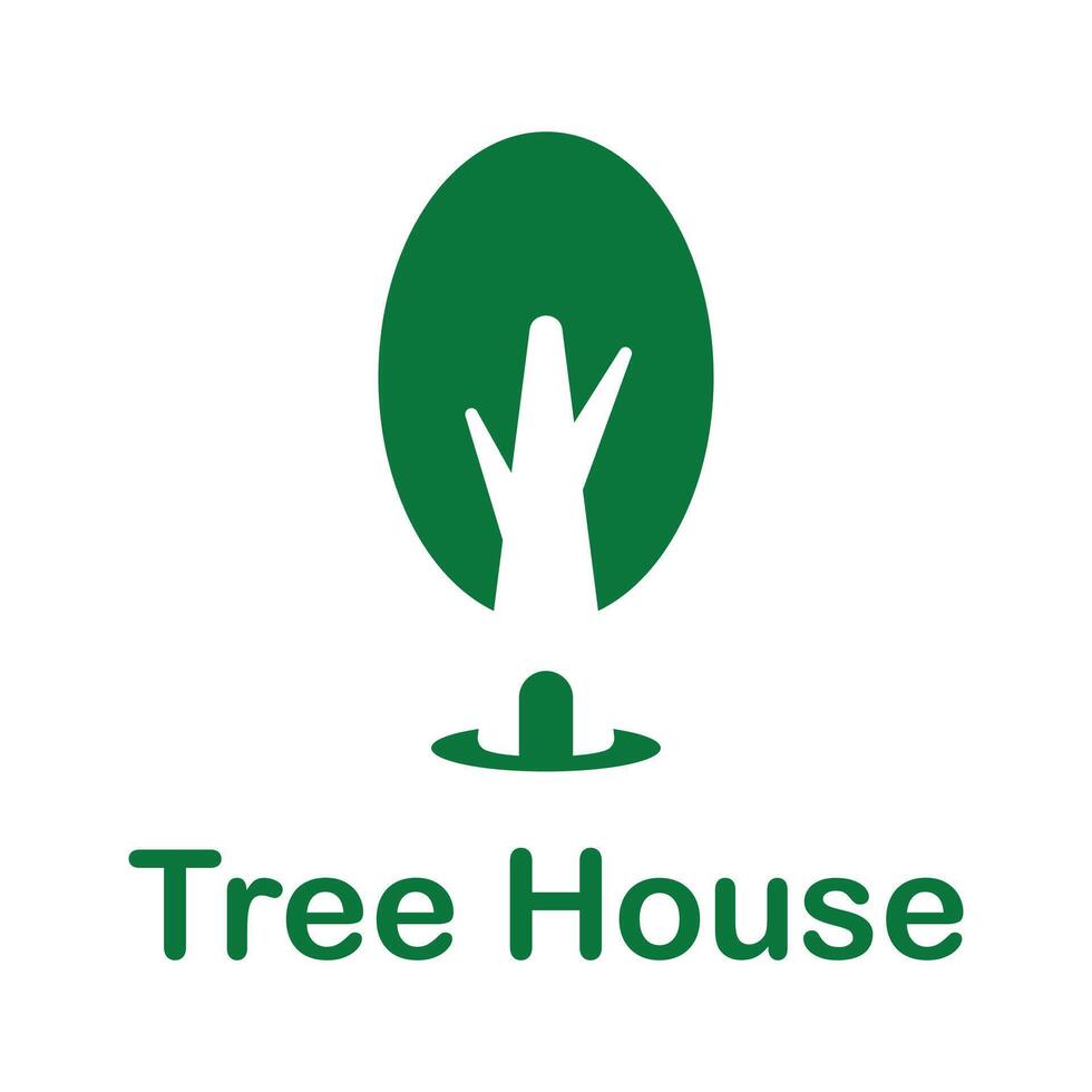 tree house flat minimalist logo design isolated on white background vector