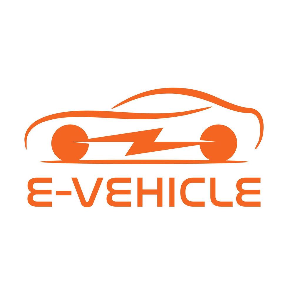 electric vehicle flat minimalist logo design vector