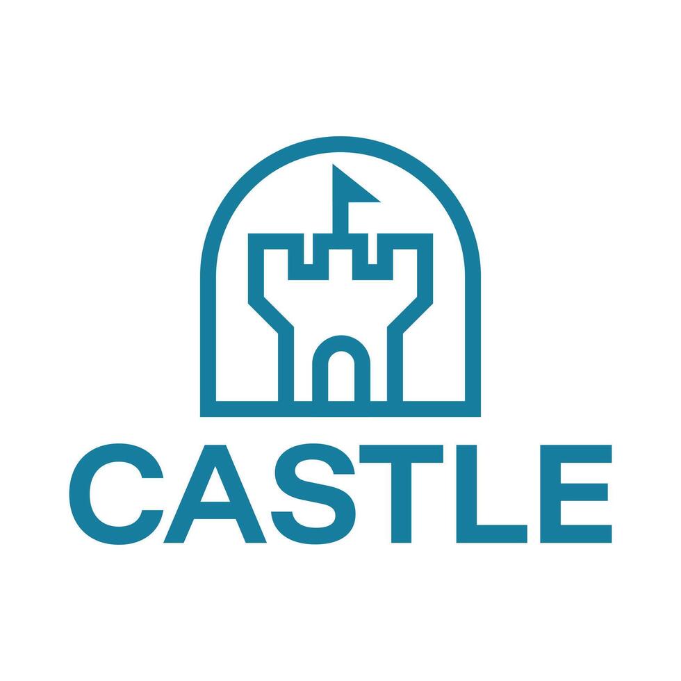 castle flat minimalist logo design vector