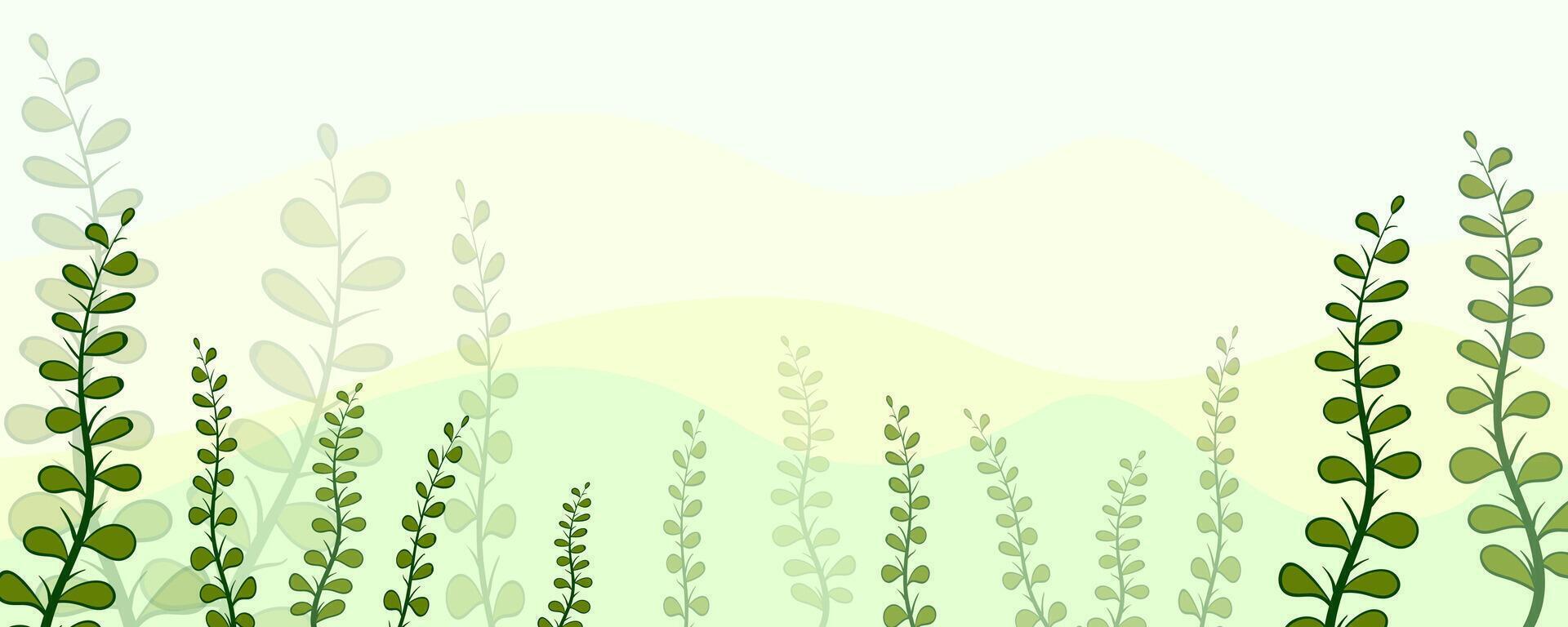 Background with green leaves and branches. vector