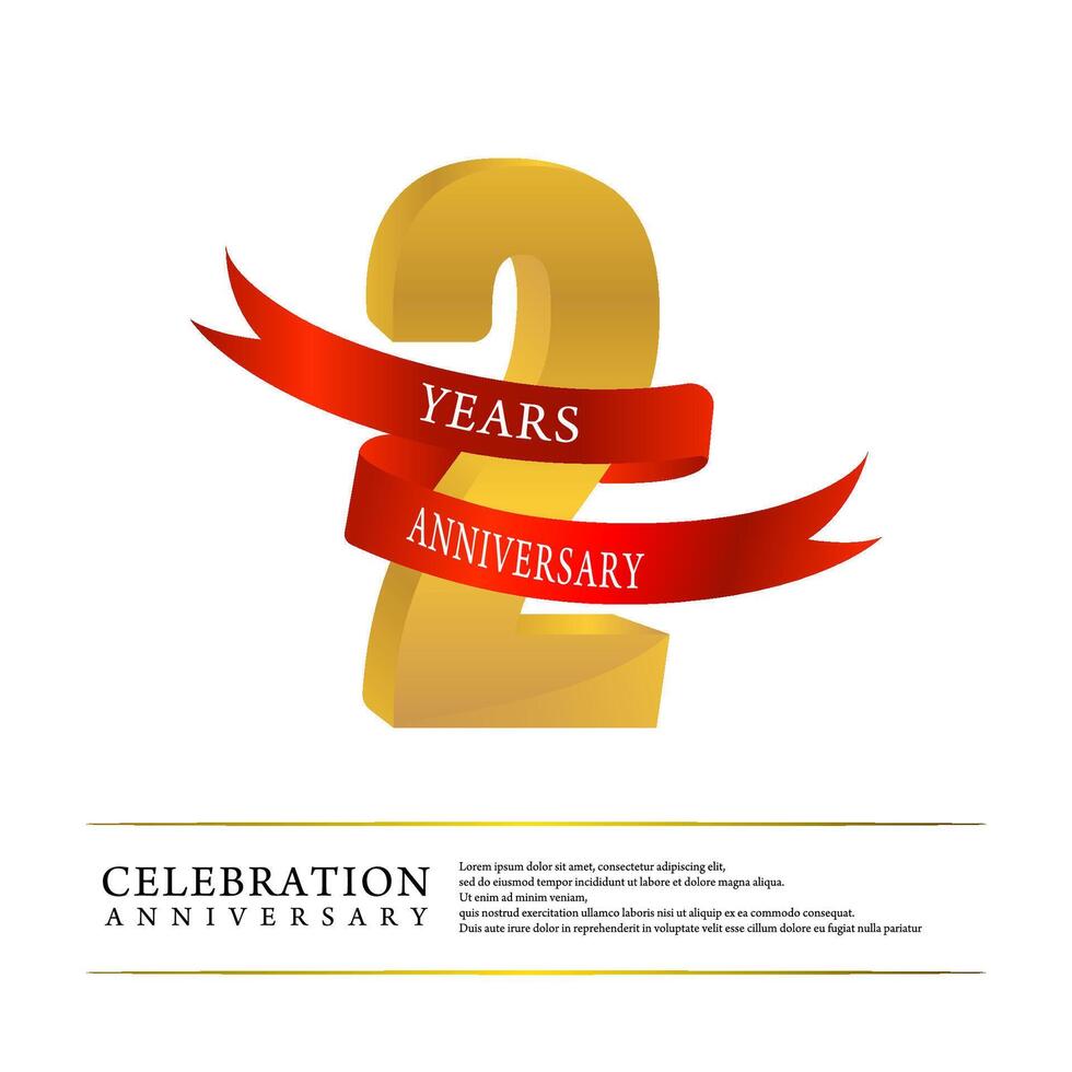 2 Years Anniversary Celebration Template Design Illustration Gold Elegant vector