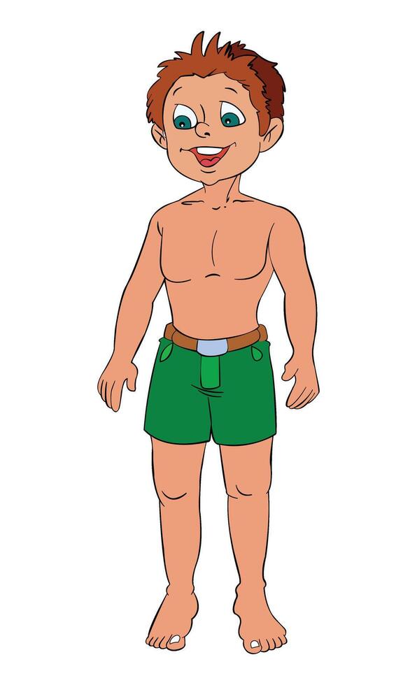 A boy is ready to go swimming vector