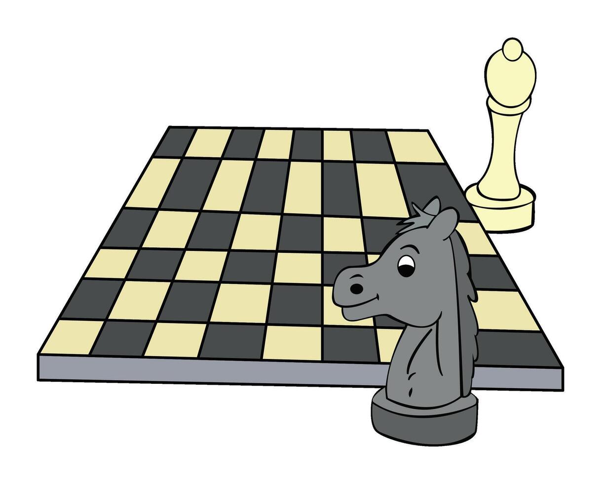 Chess game board and pieces illustration vector