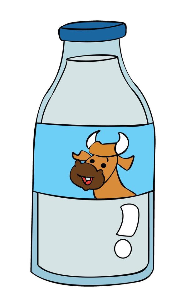 Cow milk in bottle illustration vector