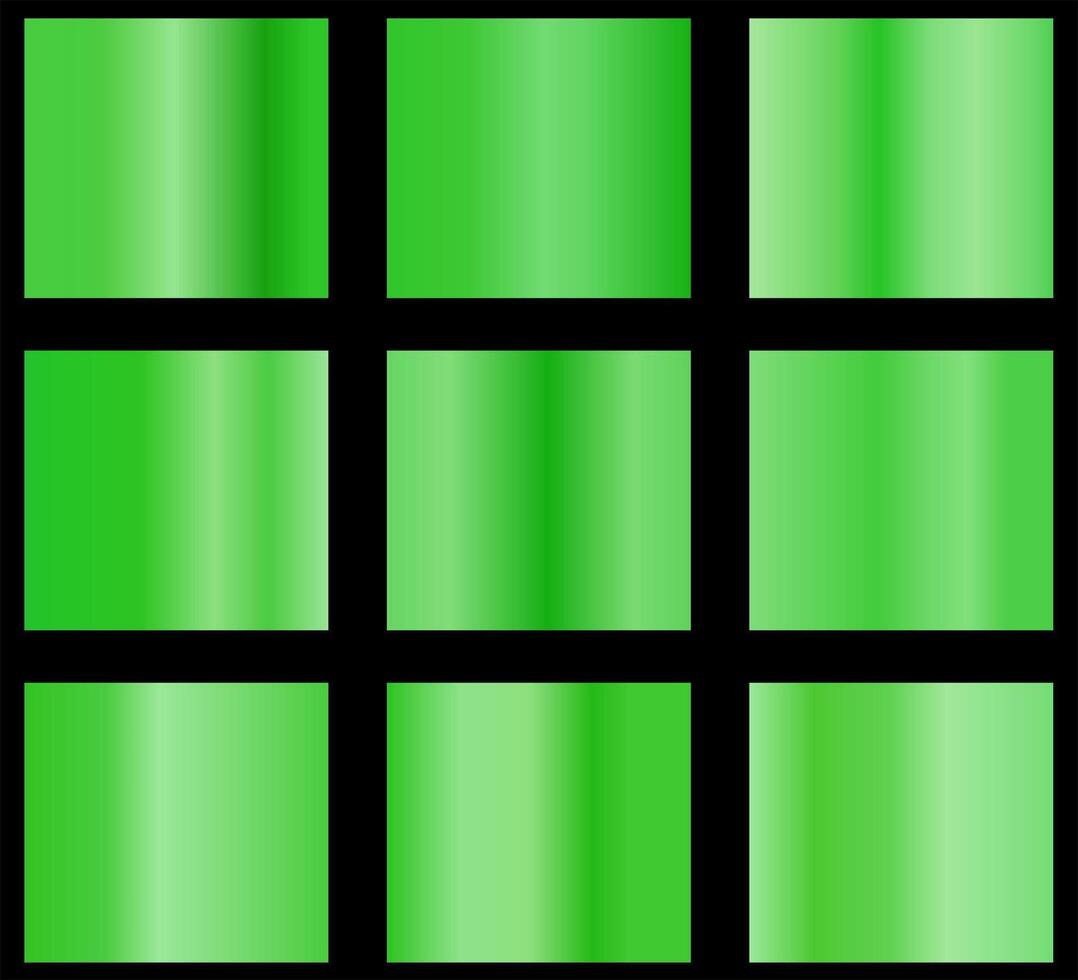 green metallic gradients, swatches collection, shiny gradient set on black background, metallic texture vector