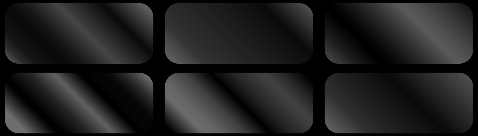 Dark black gradient banner in different shades design . set of black metal gradients. vector