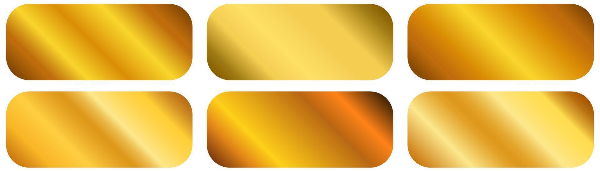Golden foil gradient texture set. Metallic gradient effect for text design and bulletin boards, infographics. vector