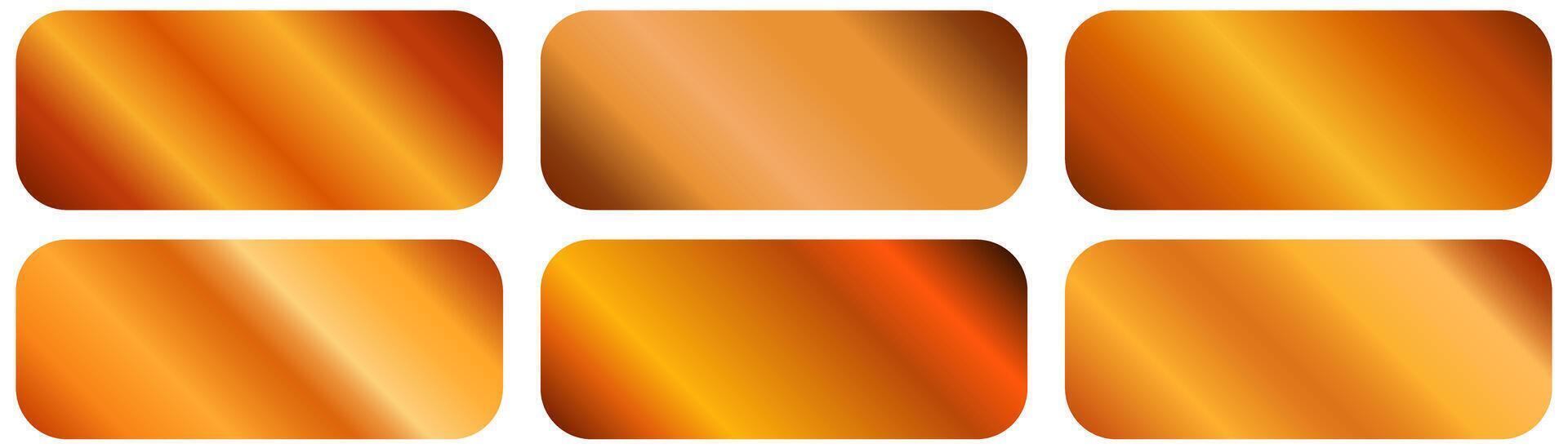 Orange Color Palette Gradient design set of elements. colorful set of gradients. orange metal gradient. vector