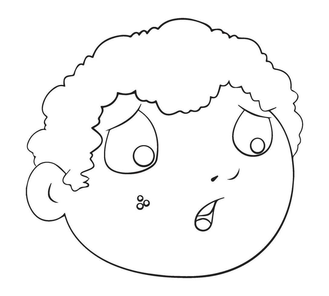 Boy face wonder outline white on background vector