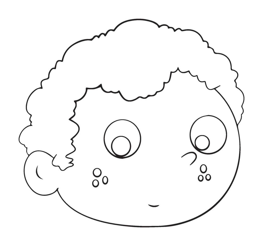 Boy face sad outline white on background vector