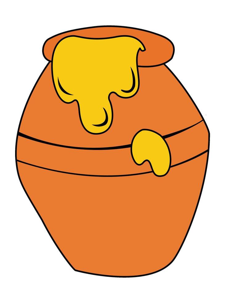 Clay pot with honey illustration vector