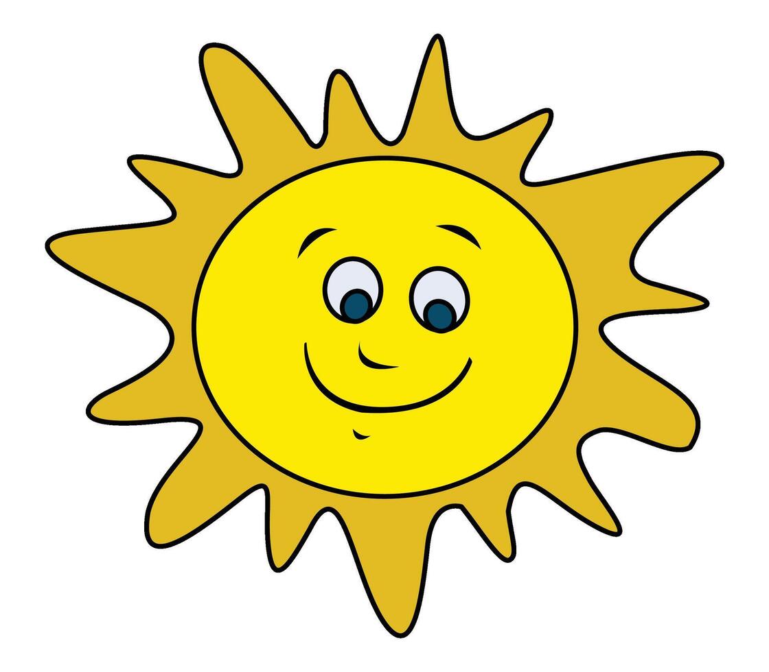 Sun smiling isolated on white background vector