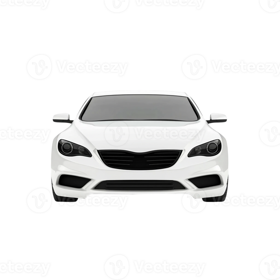 Modern White Sedan Front Perspective on Transparent Background png