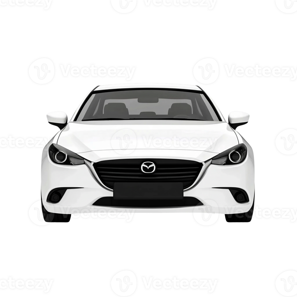 White Car Front View on Transparent Background png