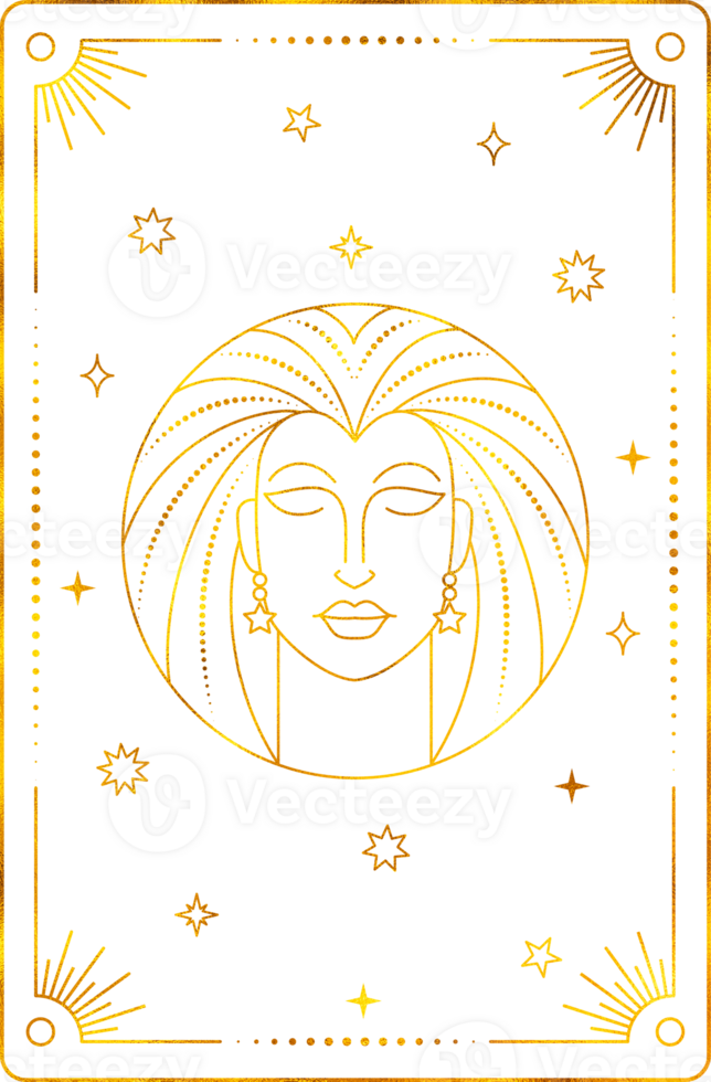 Tarot card with virgo zodiac style. png