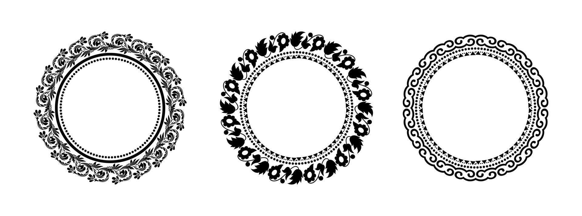 Round Decorative Ornament Art on Black and White Colour vector