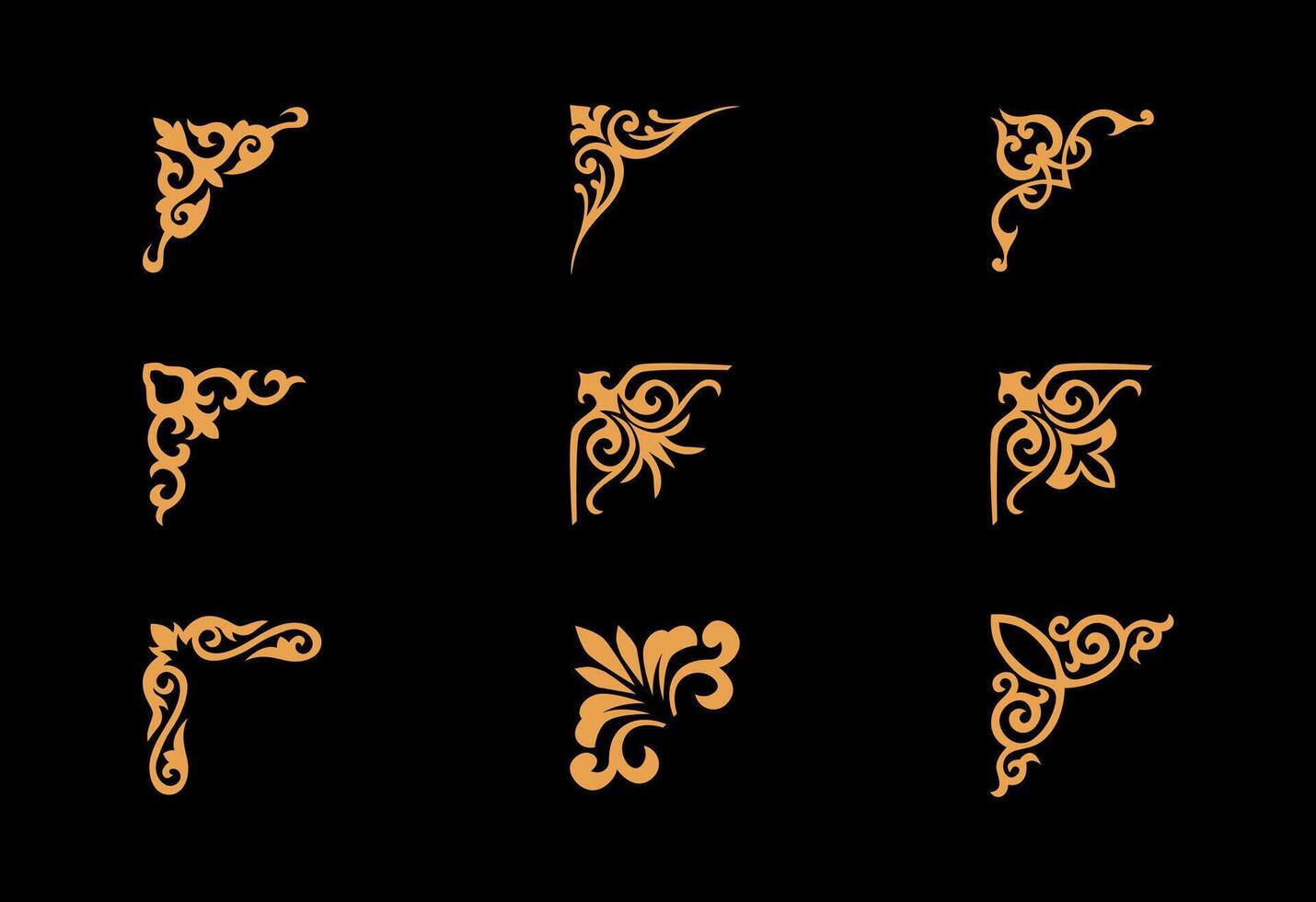 Collection of different abstract vintage corner ornaments art vector