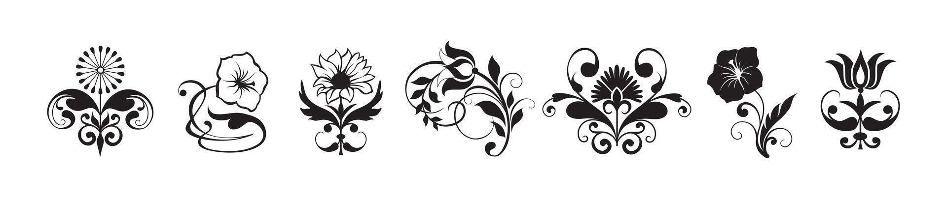 Floral swirl decorative ornament on white background vector