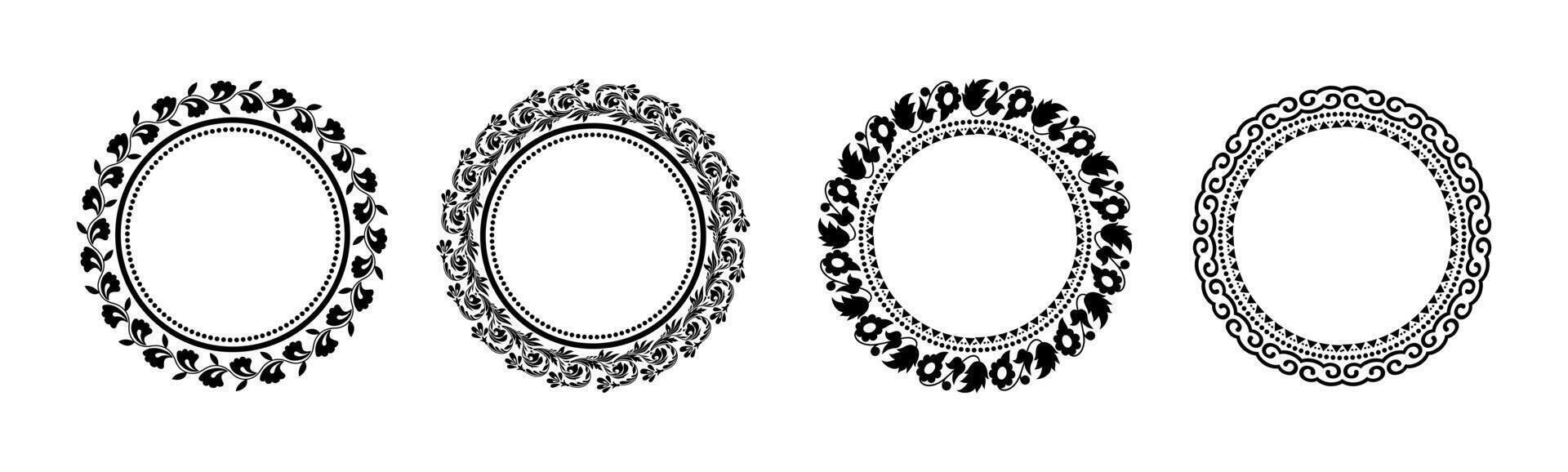 Round Decorative Ornament on Black and White Colour vector