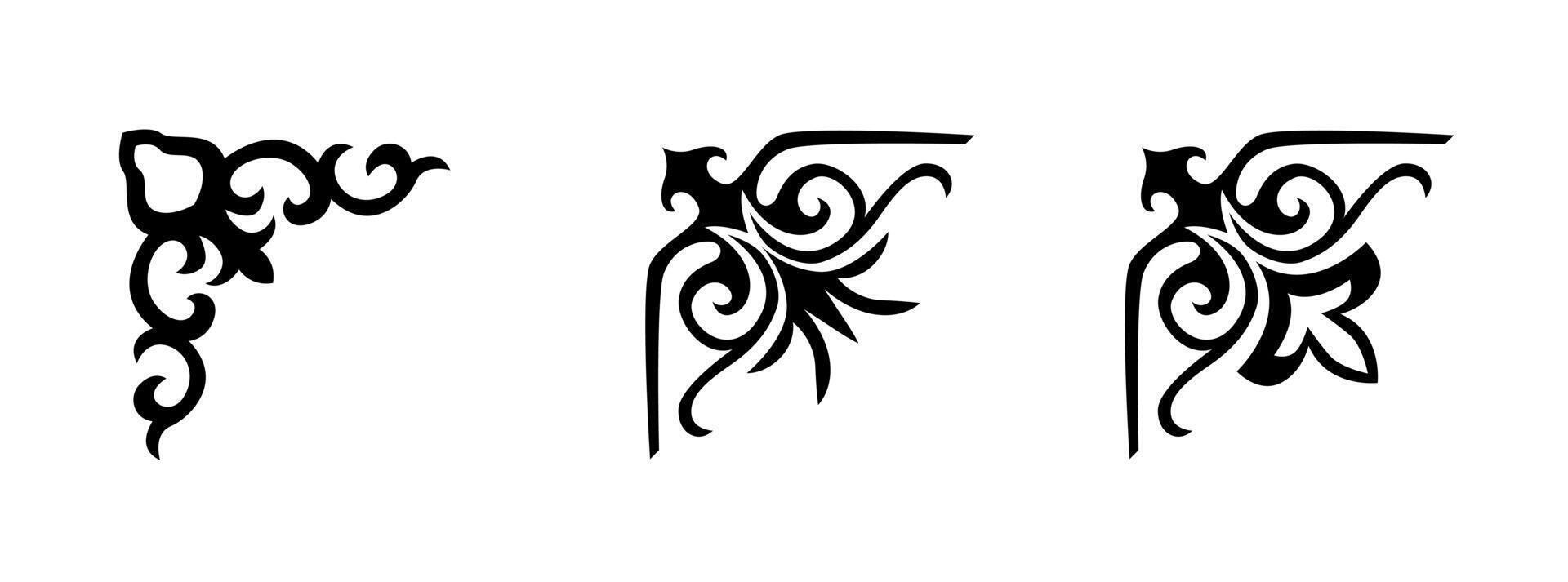 Collection of different abstract vintage corner art on black colour vector