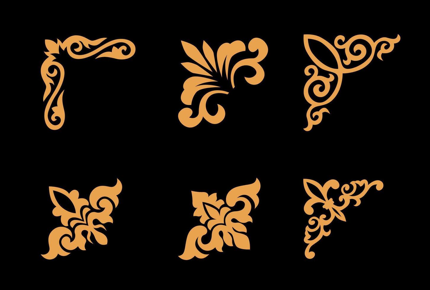 Collection of different abstract vintage corner vector