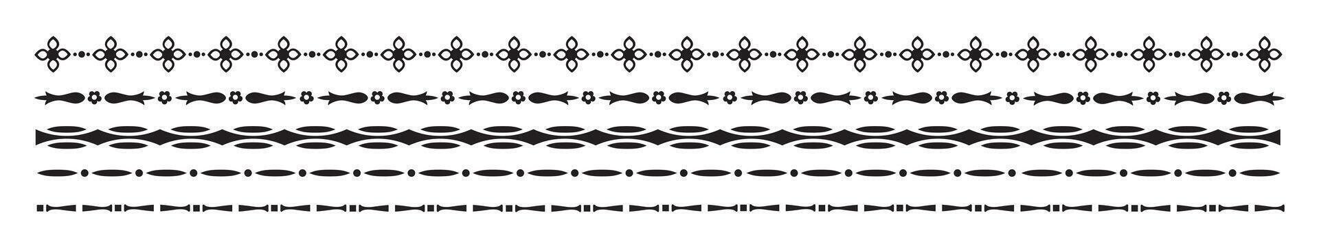 Floral swirl border divider ornament set vector
