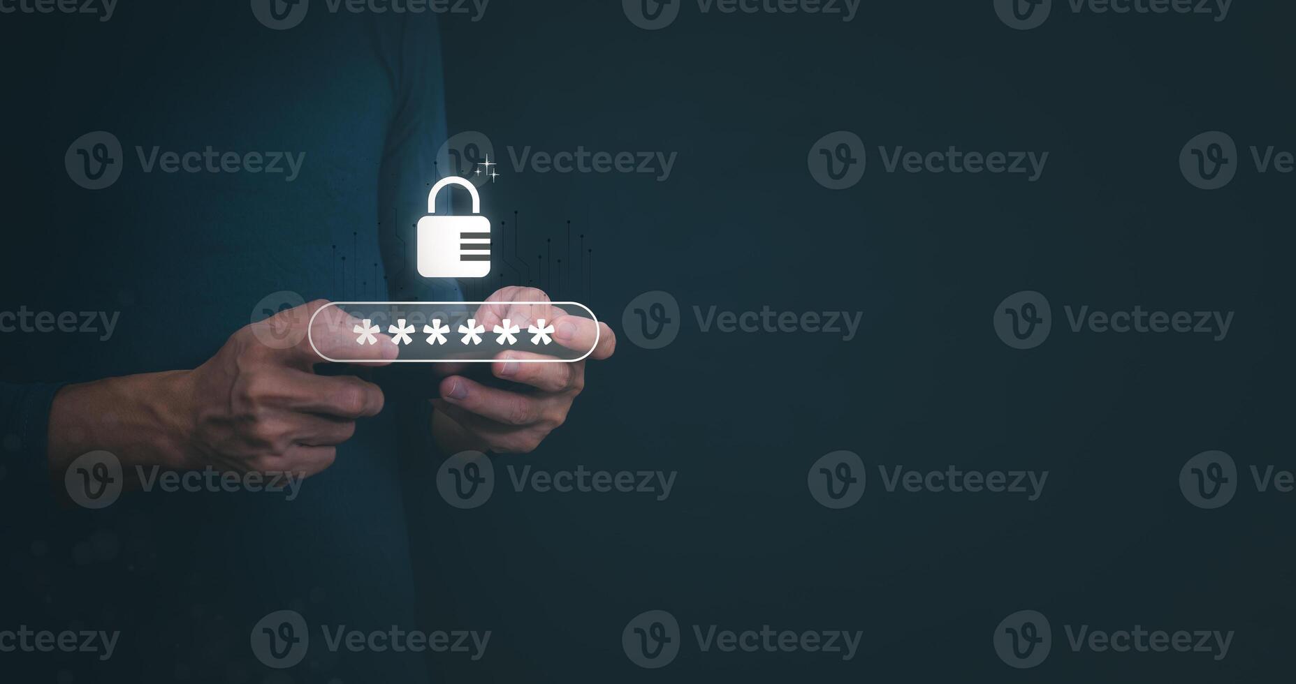 Person showing protection system In order to screen or prevent attacks photo