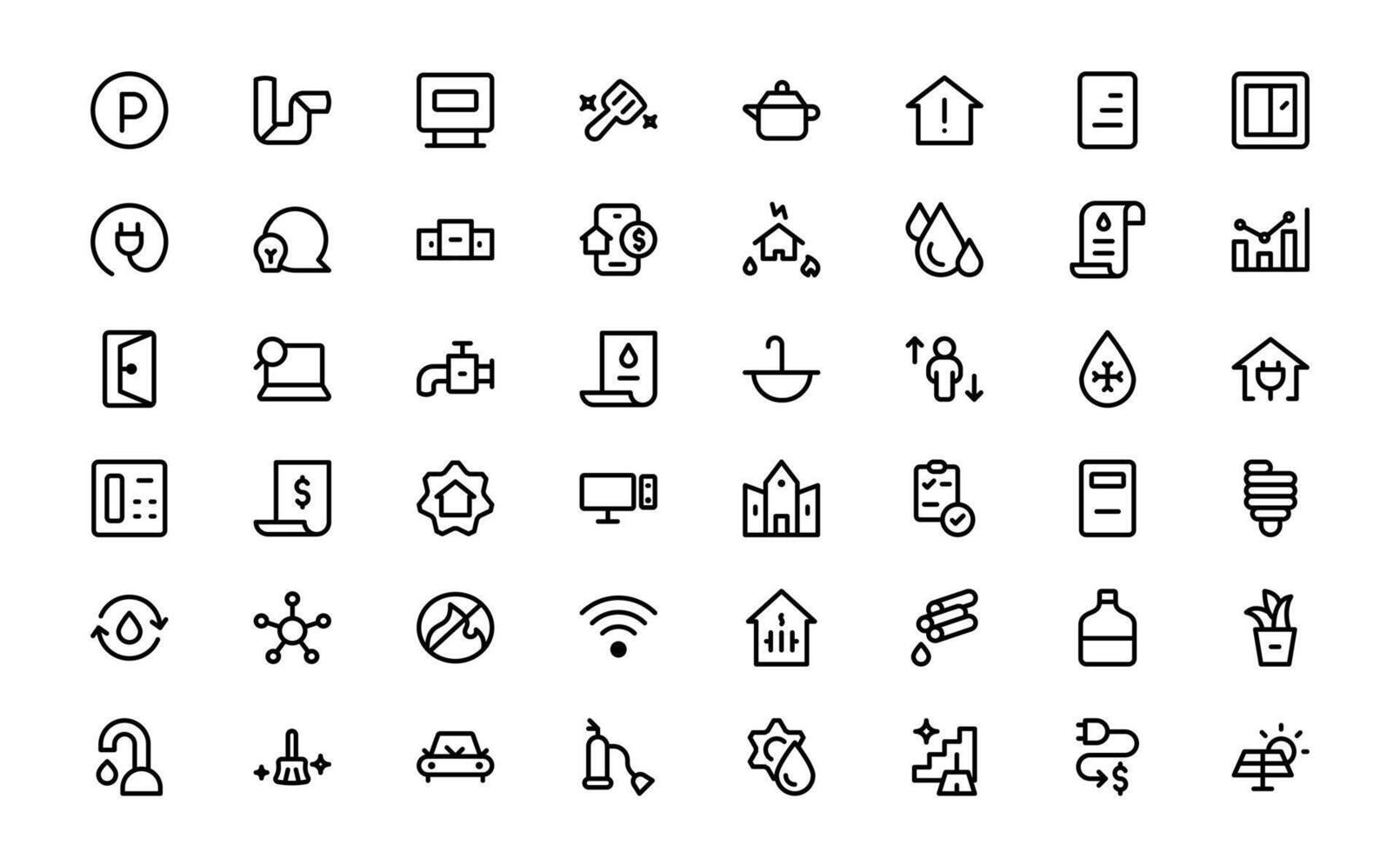 Public Utilities Icon Pack. Clean, Editable Line Icons for Energy, Water Supply, Waste Management vector