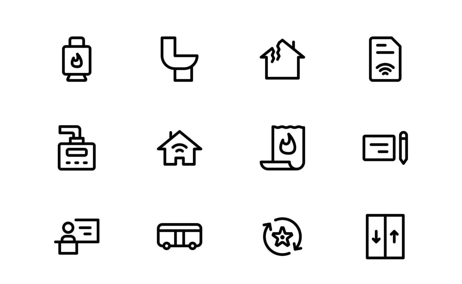 Public Utilities Icon Bundle. Clean, Editable Line Icons for Energy, Water Supply, Waste Management, and Urban Infrastructure vector