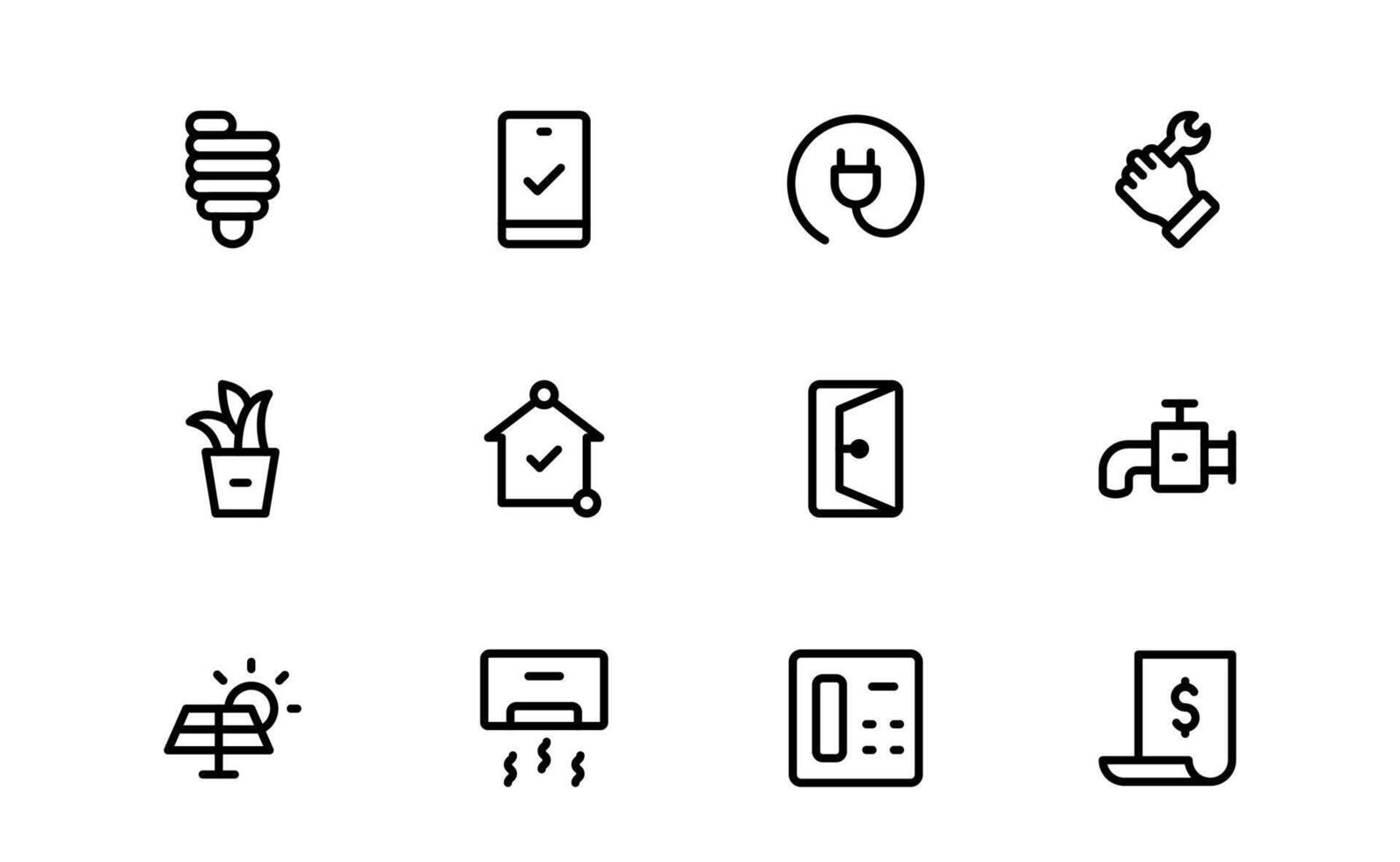 Public Utilities Icon Collection. Clean, Editable Line Icons for Energy, Water Supply, Waste Management, and Urban Infrastructure vector