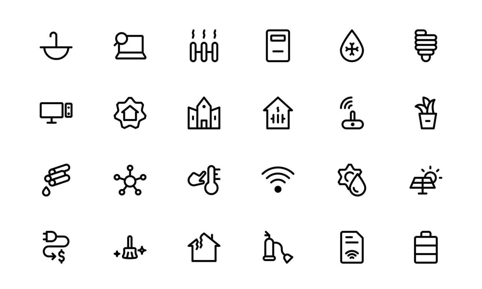Public Utilities Icon Pack. Editable Line Icons for Energy, Water Supply, Waste Management, and Urban Infrastructure vector