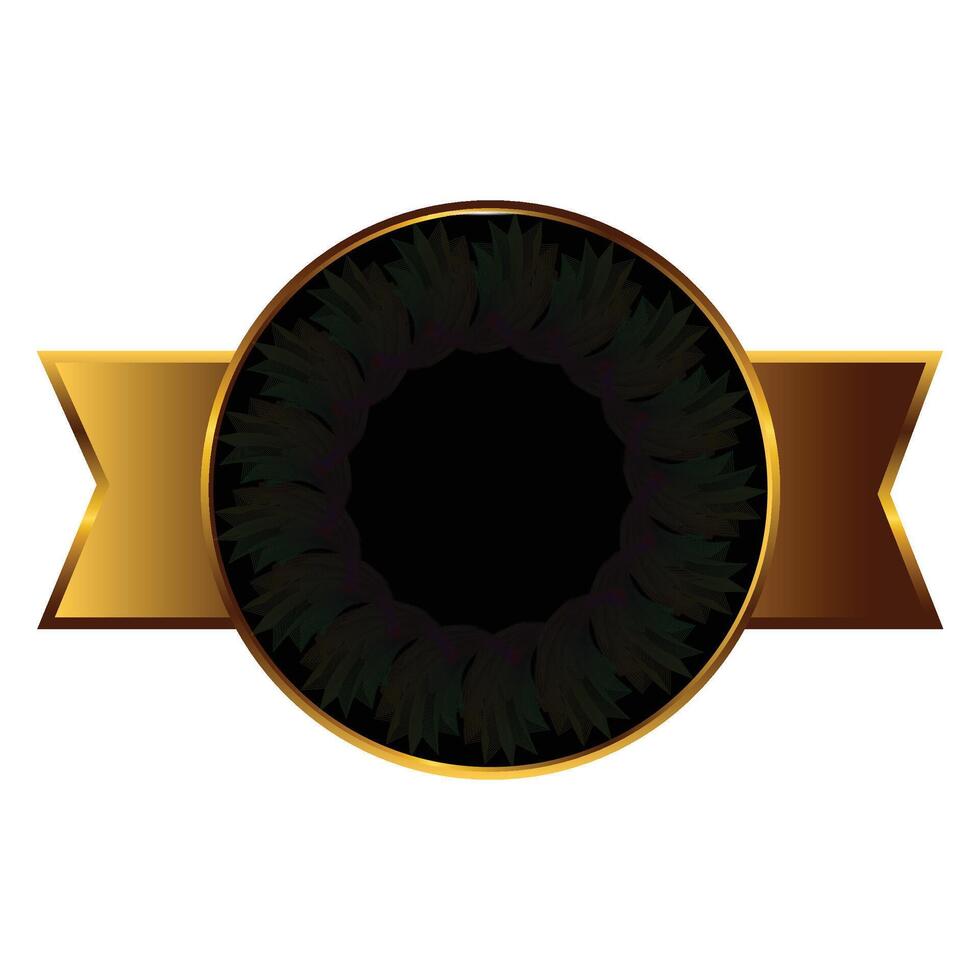 Luxury golden or gold circle frame border design with award ribbon certificate vector