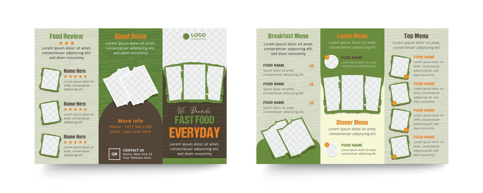 Restaurant trifold brochure template design vector