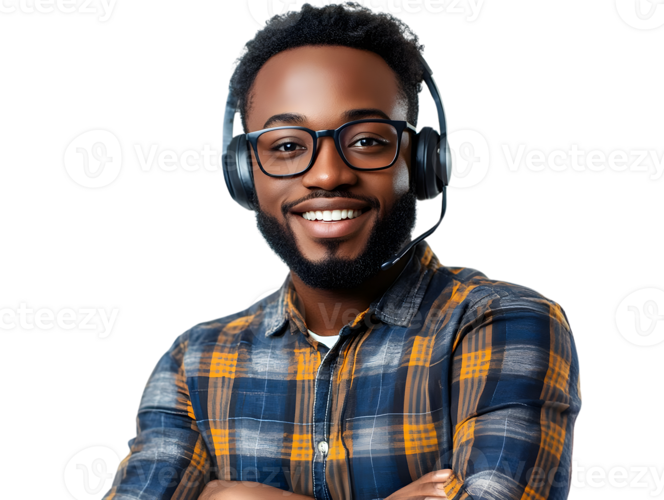 Smiling Customer Service Agent with Transparent Background png