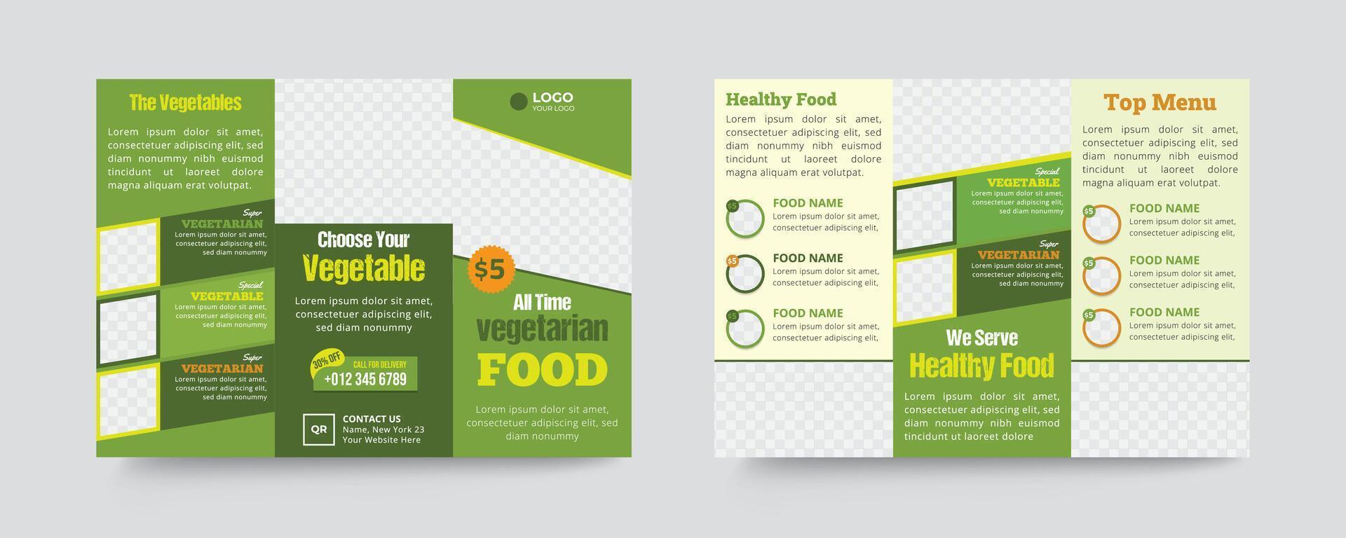 Healthy Vegetarian Food Menu template vector