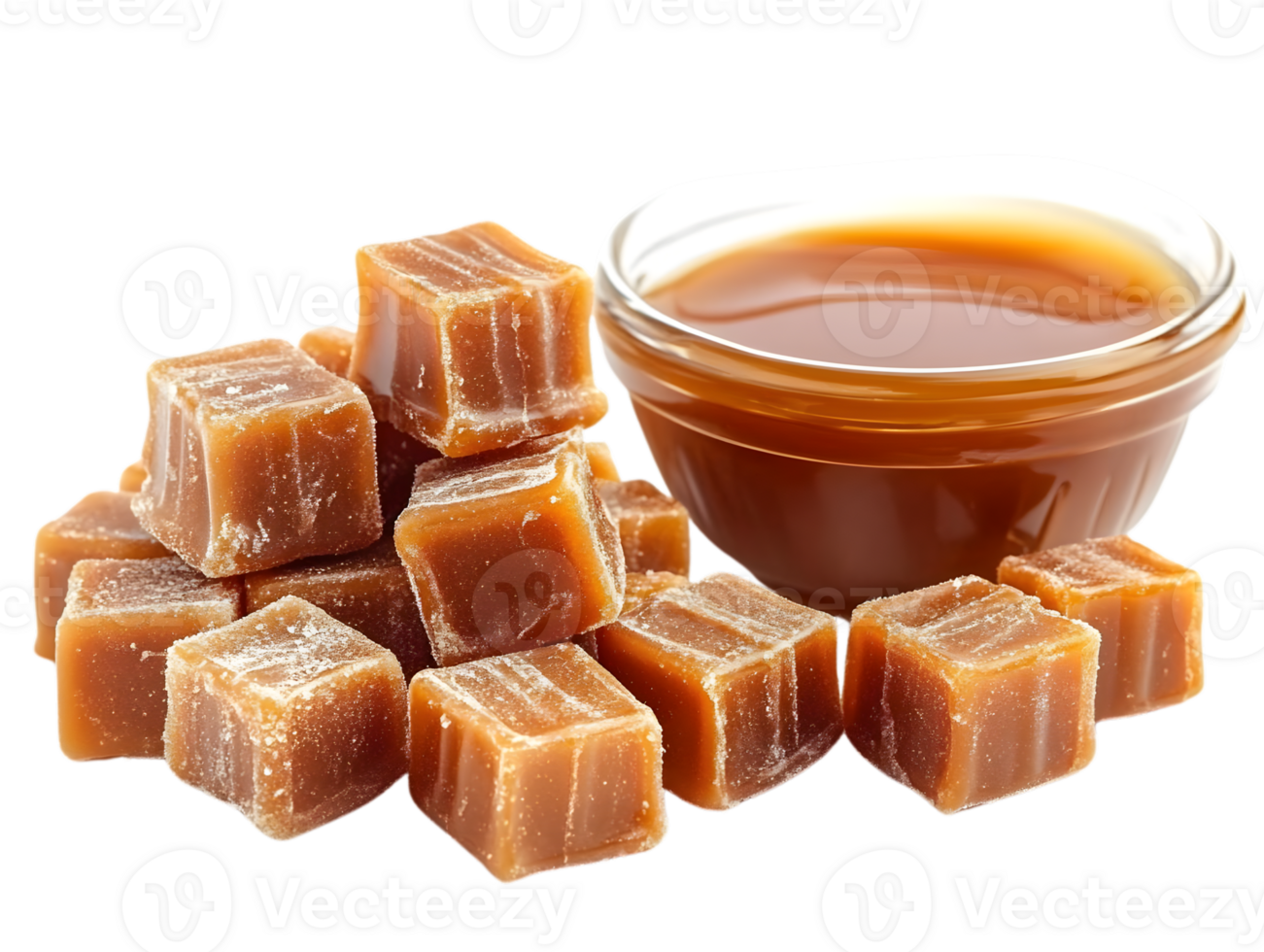Sweet Caramel Cubes , Sauce, Delicious Treat with Transparent Background png
