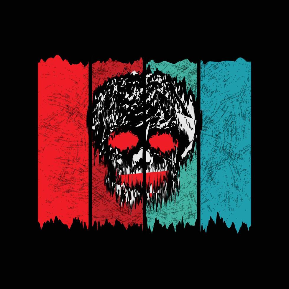 Skull Creative T-shirt Design with brush vector