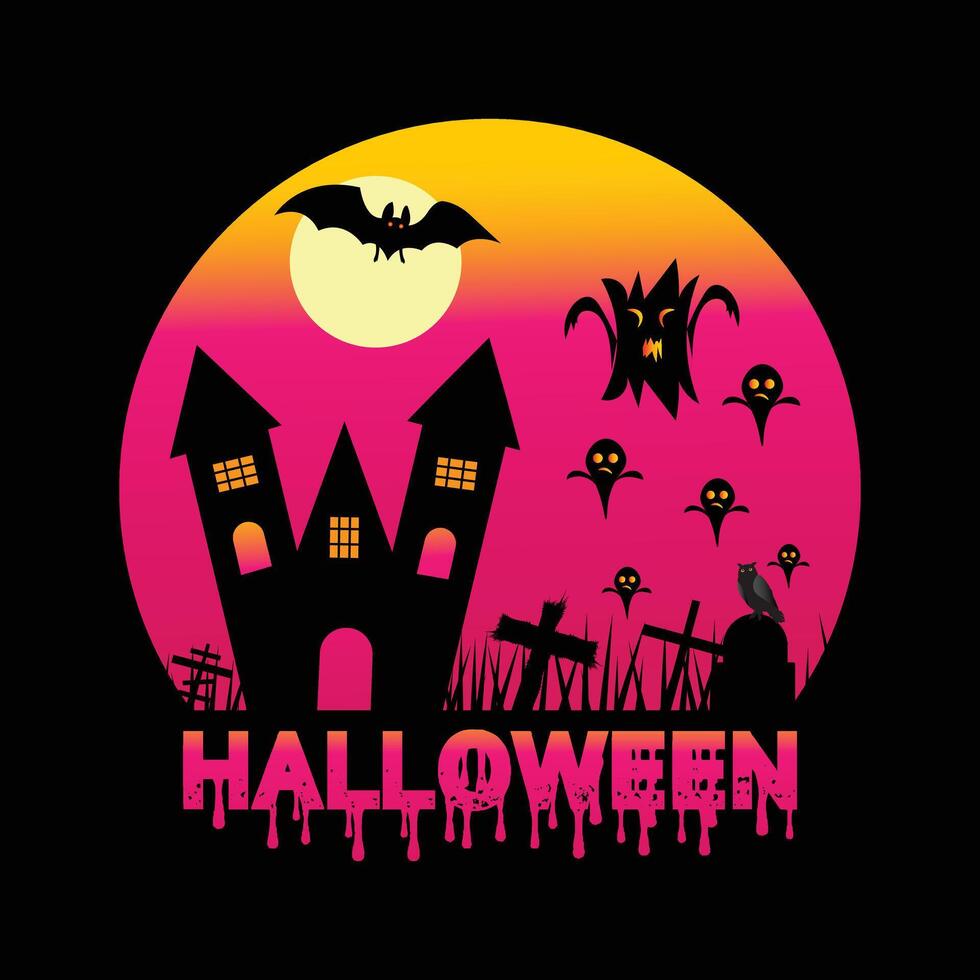 Halloween T-Shirt Design With house vector