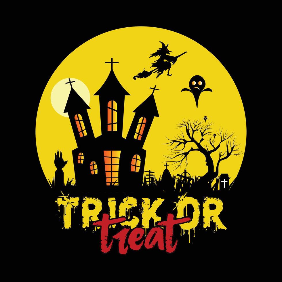 Trick or treat Halloween lettering with elements vector