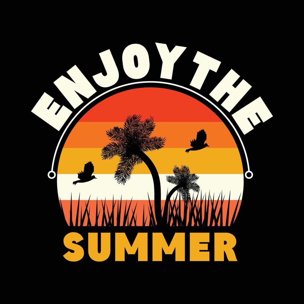 Summer typography T-shirt design with elements vector