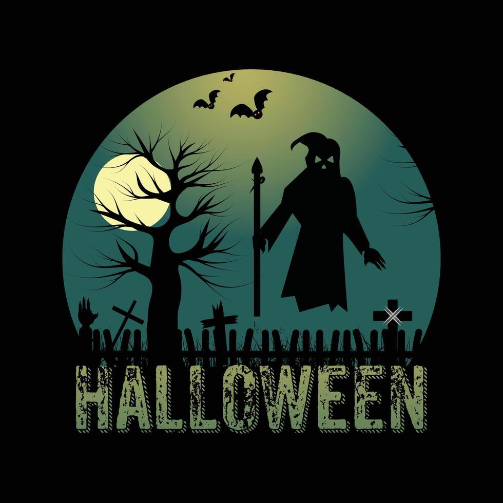 T-shirt design with Halloween Elements vector