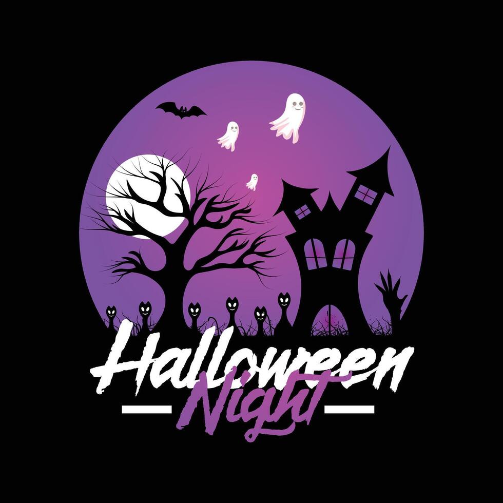 Halloween Night Creative Best T-Shirt design vector