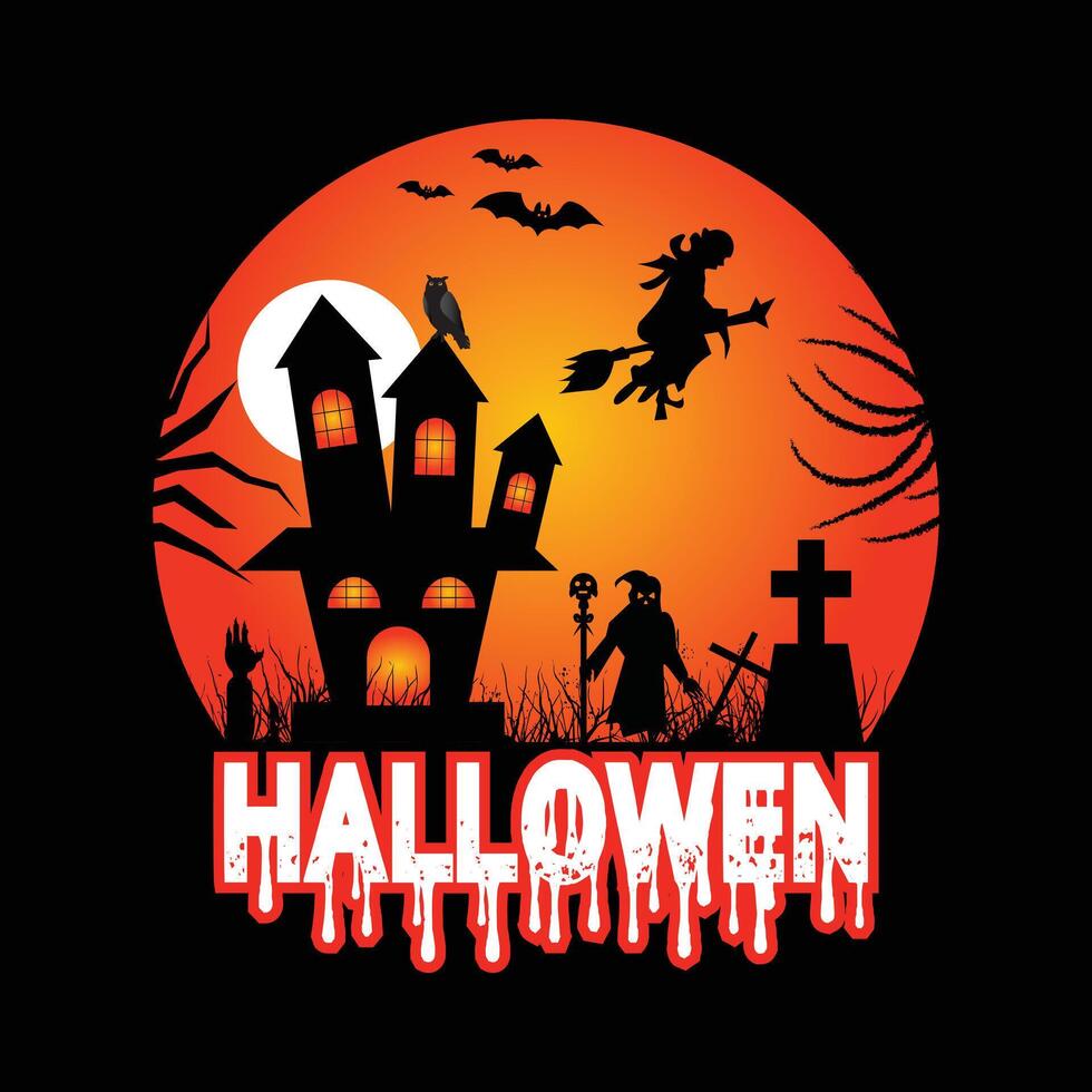 Halloween with pumpkin and bones T-Shirt Design vector