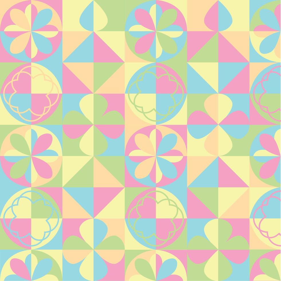 modular rainbow pastel flower shapes vector