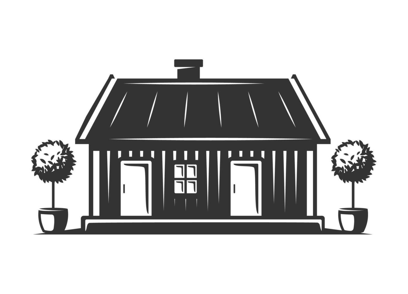 Vintage house and trees vector