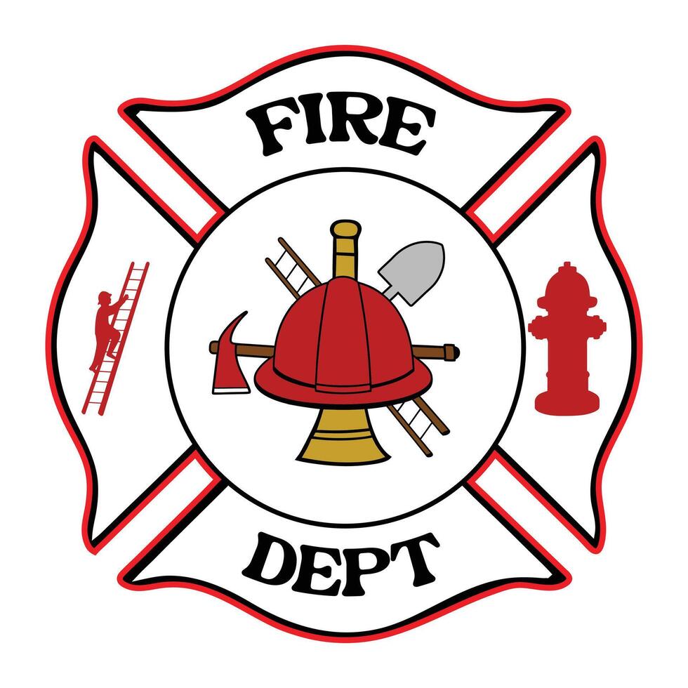Fireman Clipart Design Featuring Fire Department Badge Illustration vector
