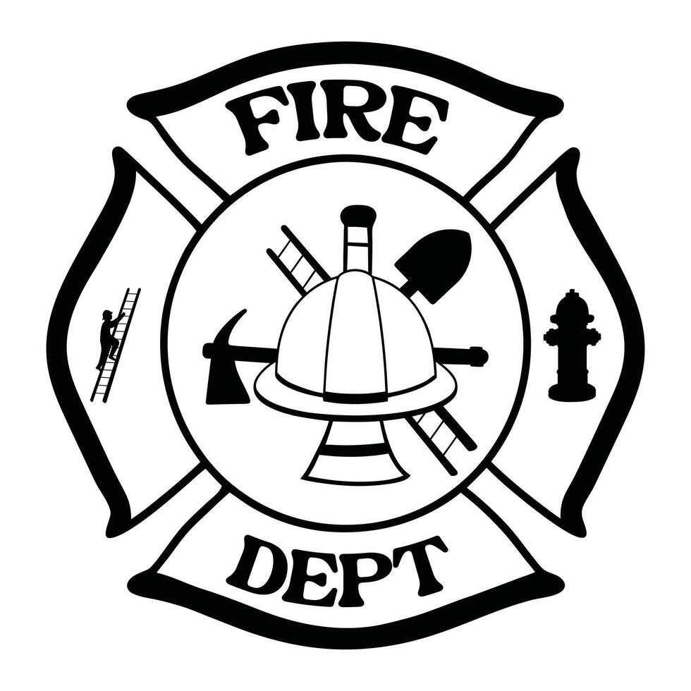 Firefighter T-shirt Design with Maltese Cross and Fire Department Theme vector