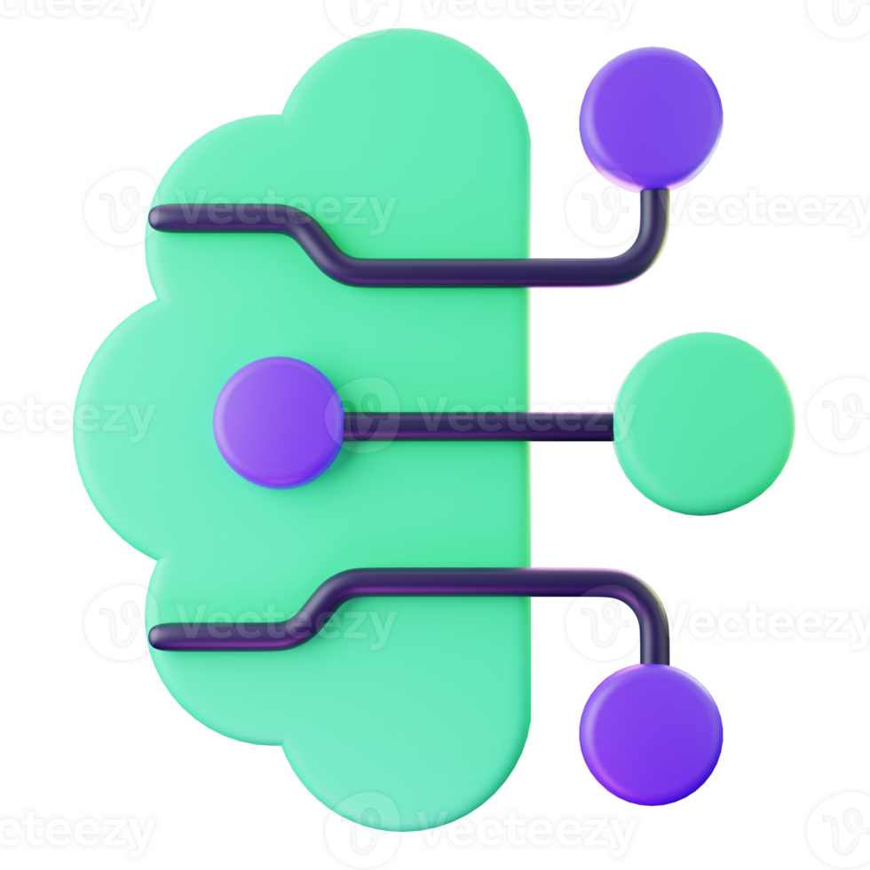 3D Render Stylish Cloud Data Icon for App Interfaces png