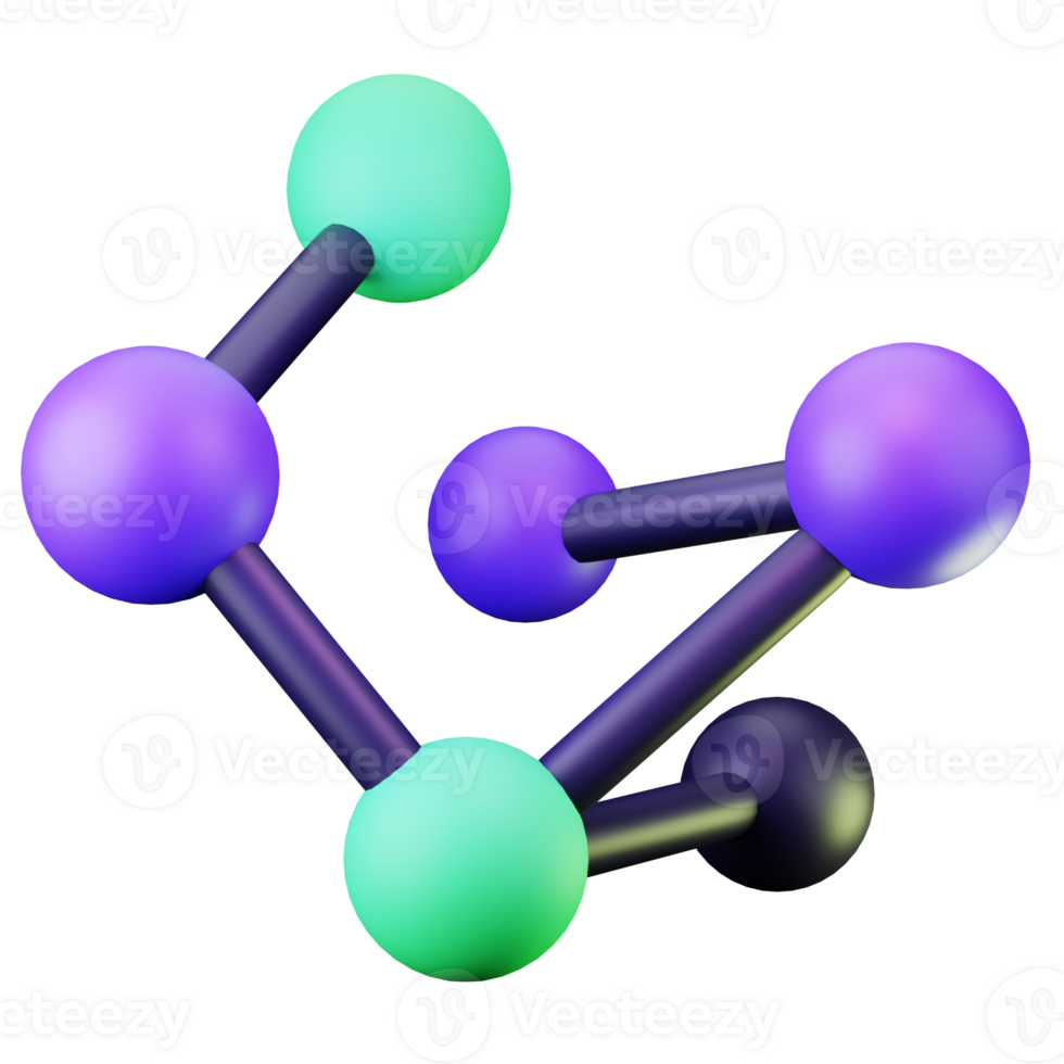 3D Render Colorful Molecular Structure Model for Education png